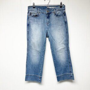 DKNY Blue Denim Embroidered Cropped Jeans 30